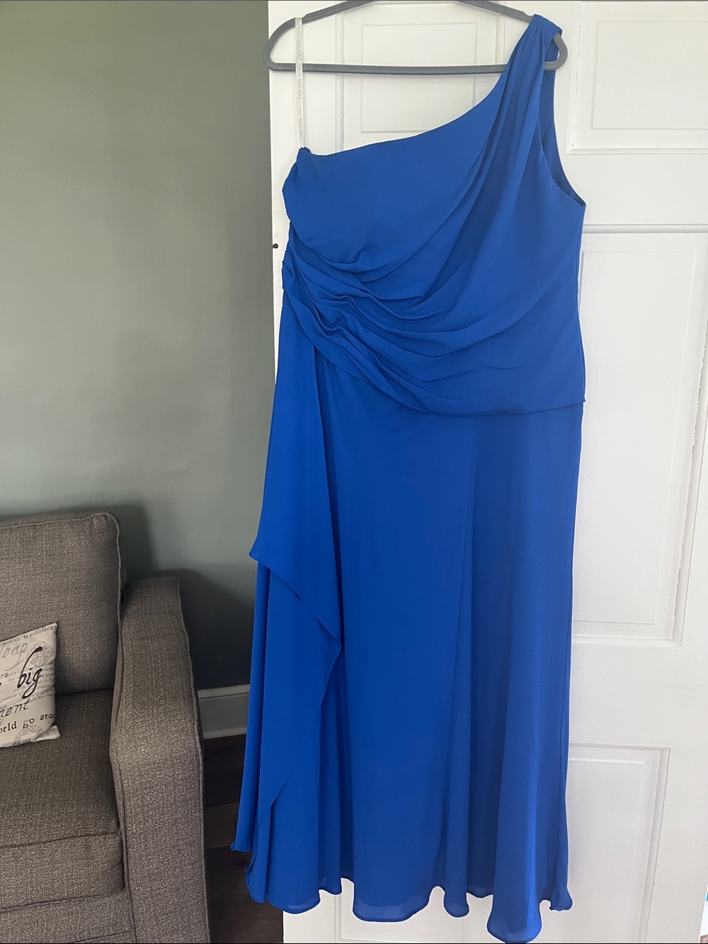 David’s Bridal One-shoulder Formal Long Dress size 20 Blue